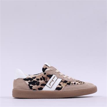 Paul Green Gumsole T Toe Trainer - Beige Leopard Combi